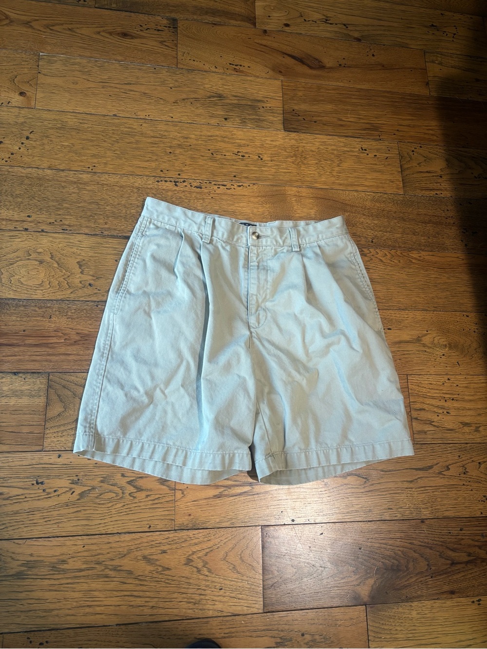 Tommy Hilfiger Men's Light Beige Pleated 100% Cotton Shorts Size 32